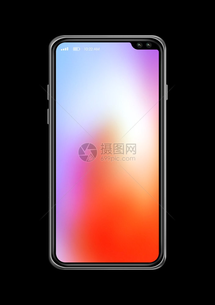 全屏彩色空白智能手机模拟型在黑色上隔离3d转换所有屏幕彩色智能手机模拟型在黑色上隔离转换图片