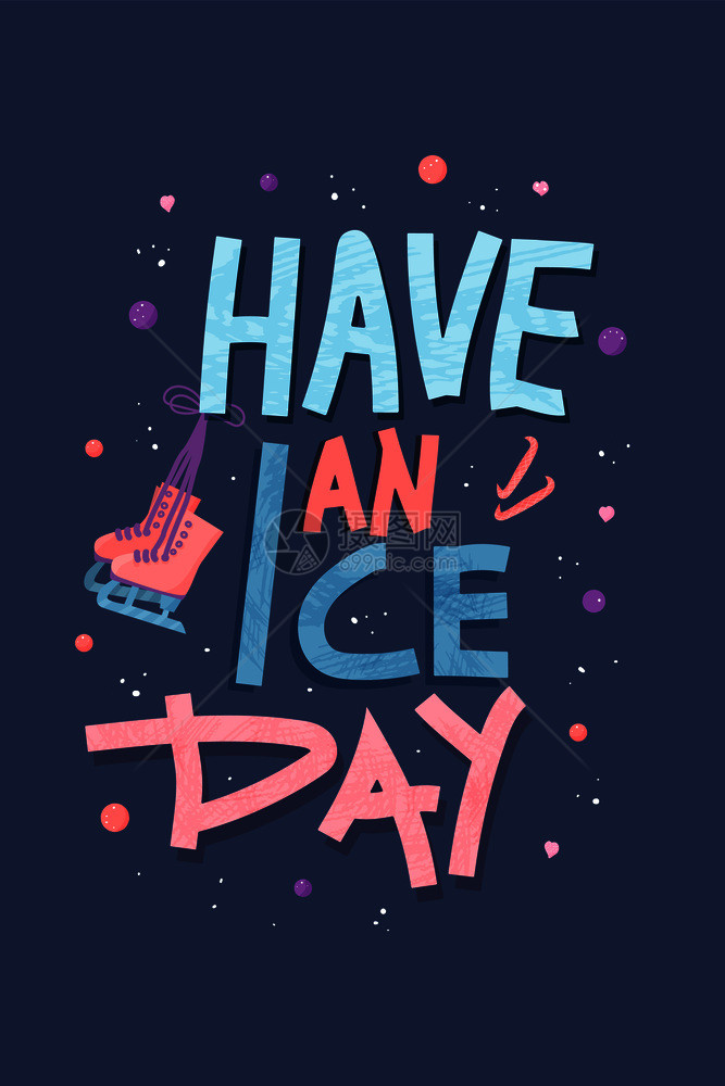 滑冰主题创意字母装饰插画图片