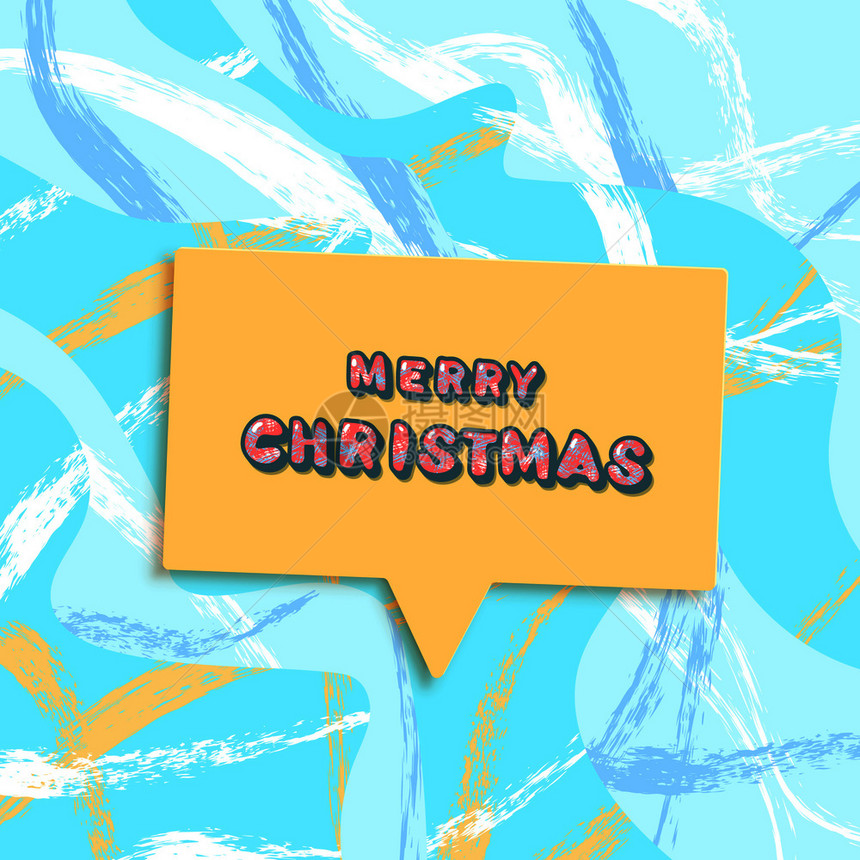 带有语言泡和多彩背景的圣诞记号用于假日设计的手写字母矢量插图图片