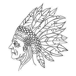特拉华州印第安人肖像矢量插图插画
