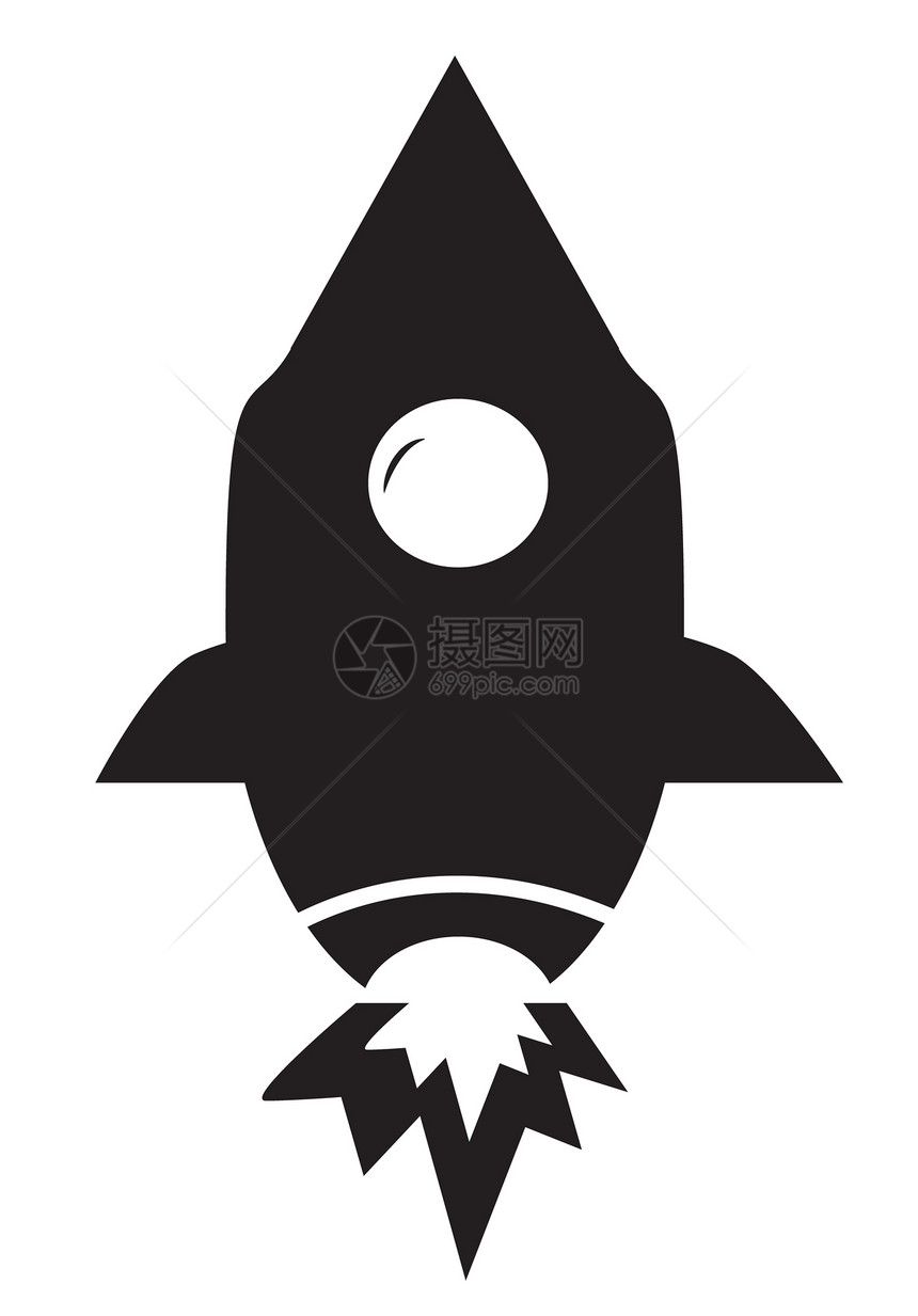 白色背景上的火箭图标平板风格设计火箭标志图片