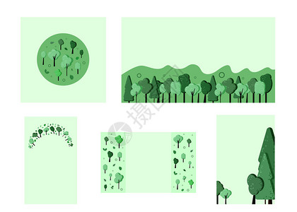 绿树装饰设计贴纸卡片模板图片