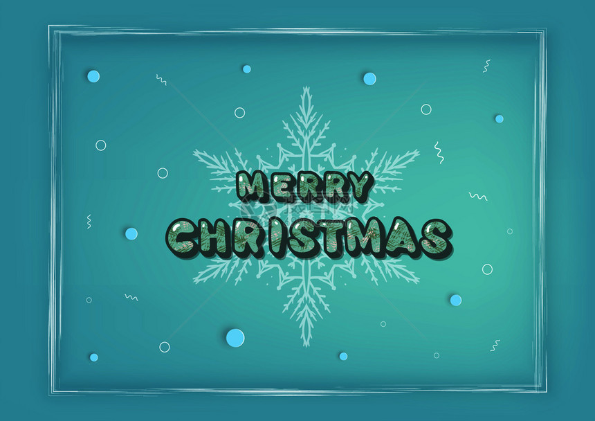 圣诞记事本蓝色配有创意文字框架和雪花的成分用于假日设计的手写字母矢量图解图片