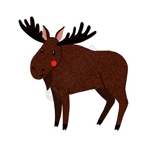 可爱手绘的麋鹿森林动物矢量说明图片