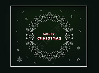 快乐的圣诞节字母以旧框架刻字用于假日设计的手写词句矢量图解图片