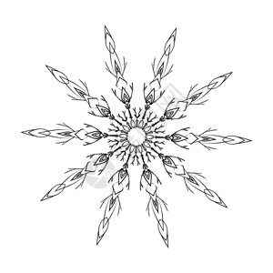 白色背景雪花形状矢量图解上分离的花朵装饰元素图片
