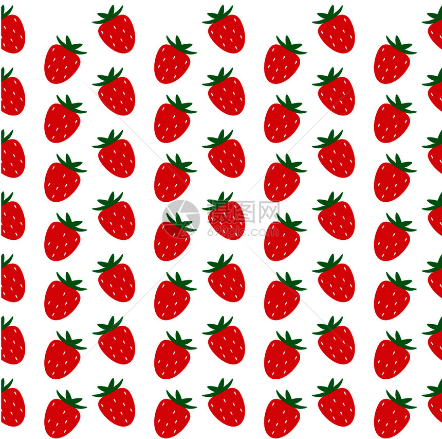 白色背景上的无缝草莓图案背景壁纸图片