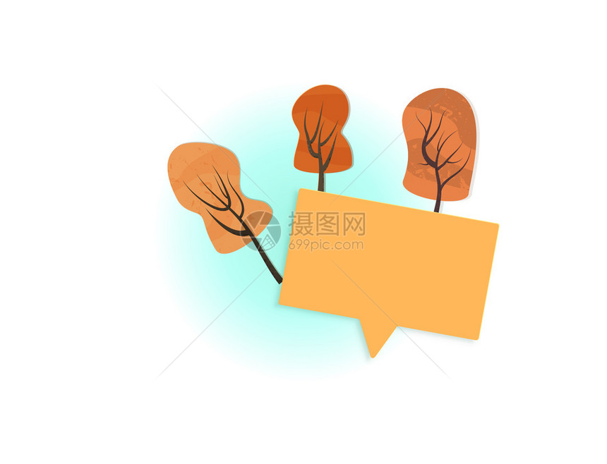 秋季模板语言泡和树木装饰季节设计元素矢量说明图片