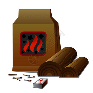 碳烧烤素材木柴和设计图片