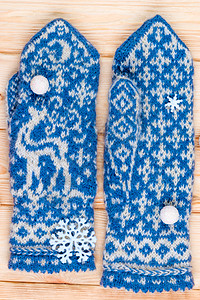 有鹿型状的手制蓝套温暖柔软的缝合图片