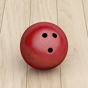 木地板上的红色保龄球背景图片