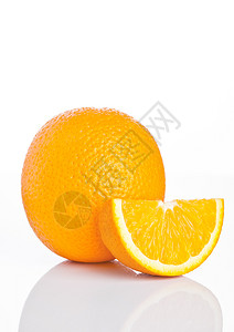 健康有机橙色白底切片图片