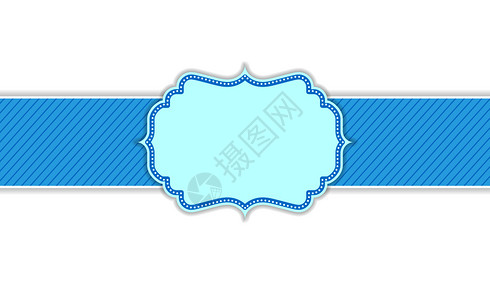 蓝色丝带边框用于设计和装饰卡片及问候和的装饰边框插画