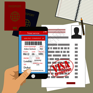 大使馆空白签证或工作许可护照插画
