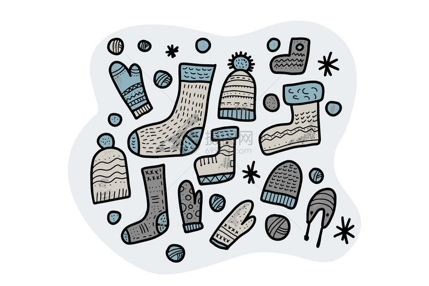 温暖的袜子蜜蜂组装矢量成与温暖的编织衣服图片