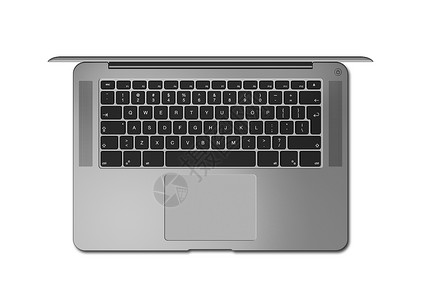 专插本黑银打开笔记本电脑顶部视图3d将插孤立于白色深银打开笔记本电脑将白色孤立于背景