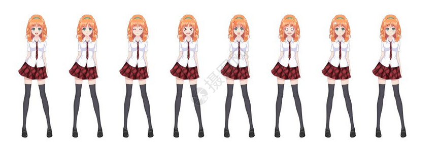 animeg女孩以日本风格的卡通人物穿水手西装的学院风图片