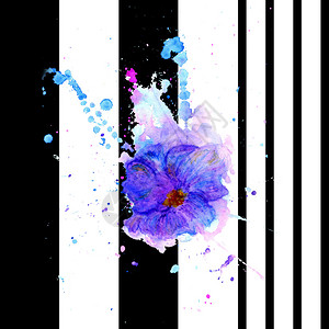 黑条上方的水色花朵几何岗背景图片