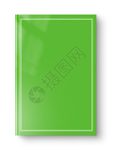 教材封面封闭的绿色空白书模型带有框架在白色上孤立关闭的绿色空白书在上孤立的框架背景