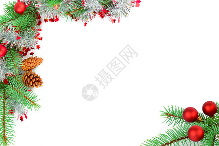 圣诞节装饰布道白色背景的fir树枝文本空闲间图片