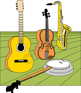 乐器萨克斯风吉他插图图片
