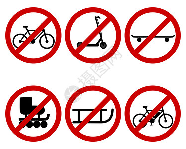 各种体育运动的禁止交通标志高清图片
