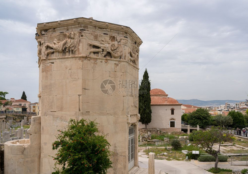 希腊雅典风塔的安德罗尼科斯基里斯的钟表学希腊雅典罗马论坛中的风塔图片