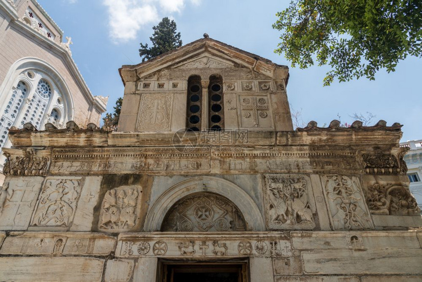 外边的小大都会教堂由教堂在雅典图片