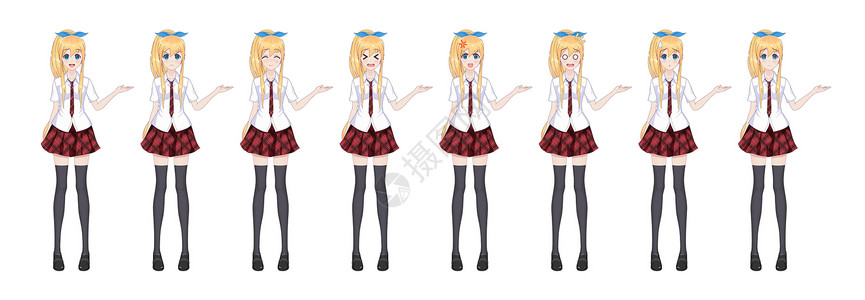 animeg女孩日本风格的卡通人物学校制服背景图片