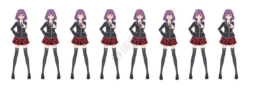 animeg女孩日本风格的卡通人物学校制服背景图片