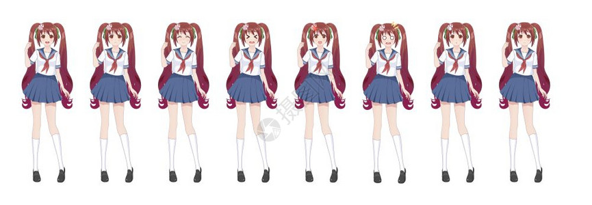 animeg女孩日本风格的卡通人物学校制服图片