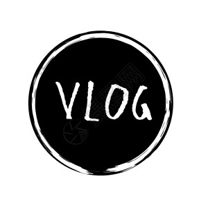 vlogrune手写信件带有社会媒体网络圆环徽章矢量说明图片