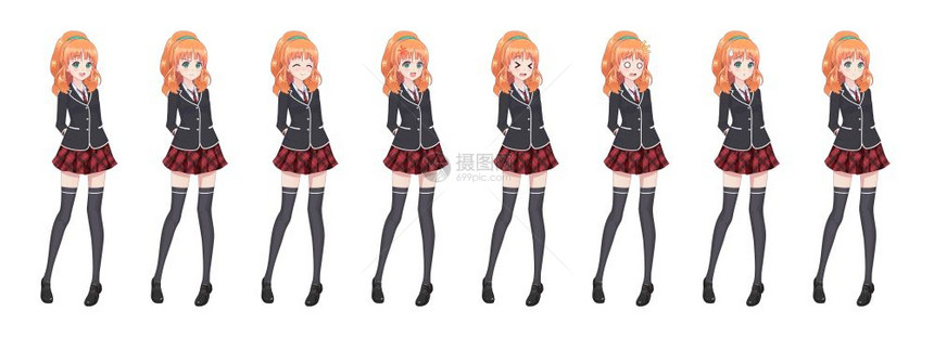日本制服女孩-学院风动漫人物创作图片