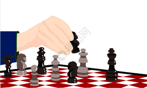 棋盘游戏下国际象棋的人插画