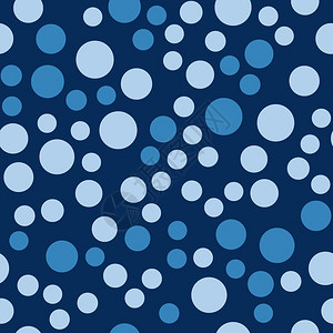 抽象几何圆现代水泡在蓝色背景上无缝模式图片