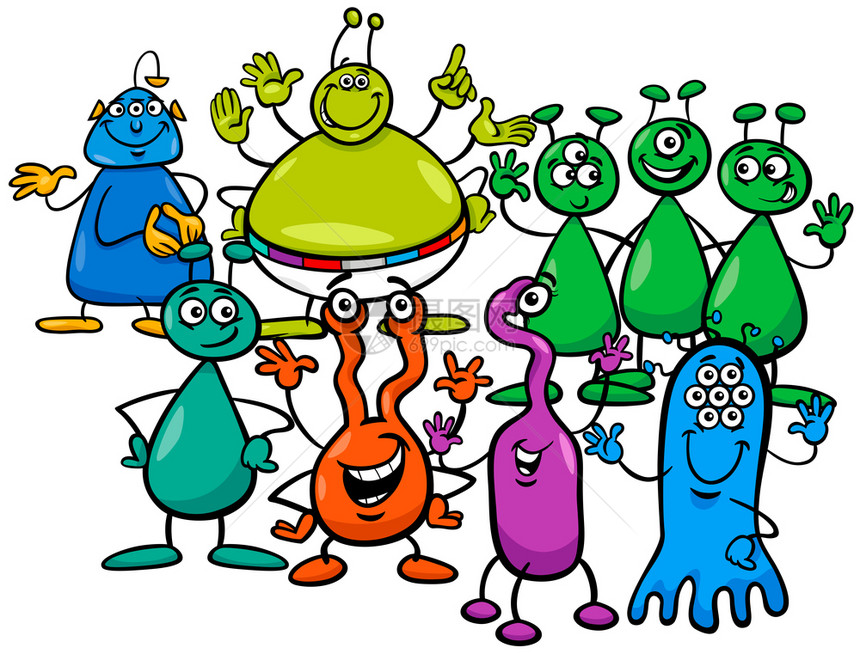 喜悦的外星人幻想物组的漫画插图图片