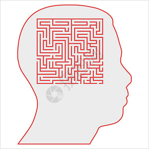 矢量迷宫迷宫人类头部矢量图解eps10孤立在白色的木质层上背景