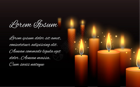 讣告在黑暗中燃烧蜡烛的吊唁信模板在黑暗中燃烧蜡烛的吊悼信模板插画