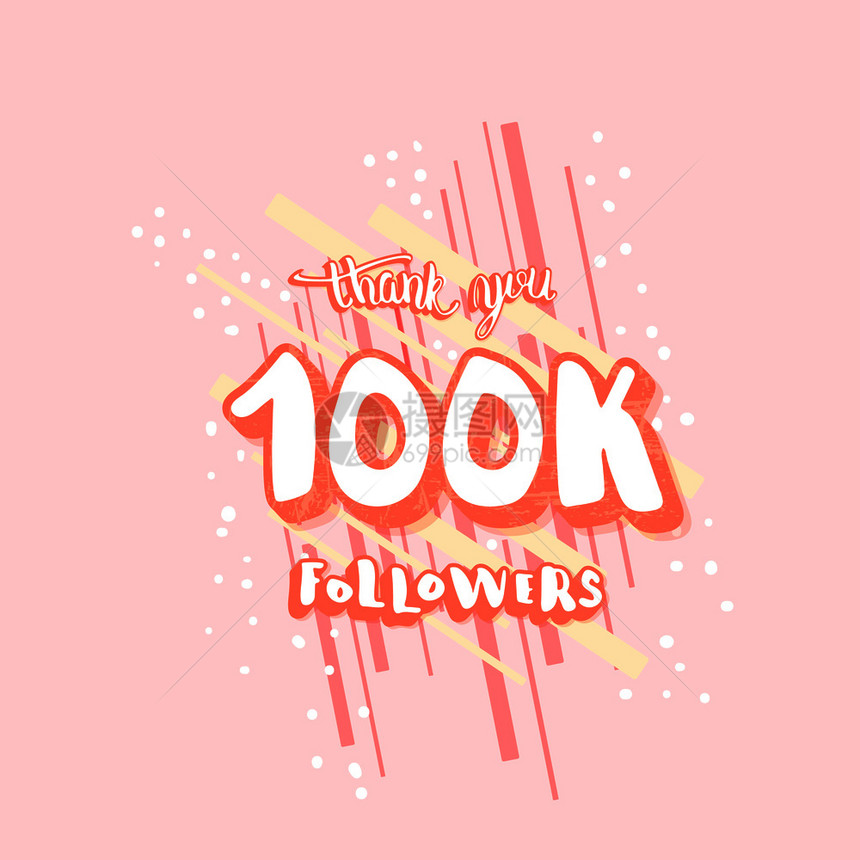 10k追随者感谢你们社交媒体模板网际络标语及时尚装饰10万用户的祝贺帖矢量图解图片