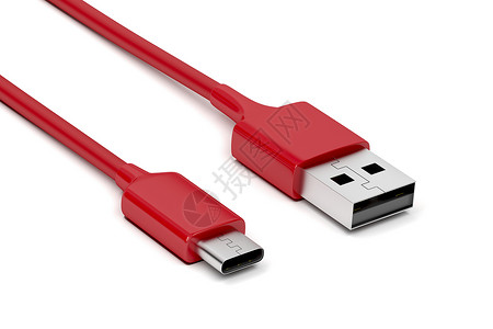 a型白底线上的redbc和usba电缆背景
