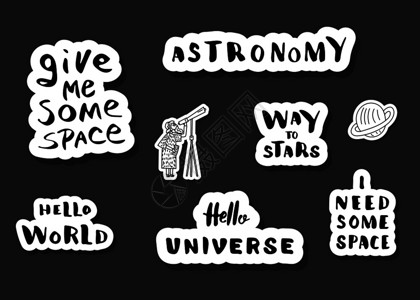 明星之路素材单体的矢量引号手写字母贴纸给我一些空间星之路你好世界插画