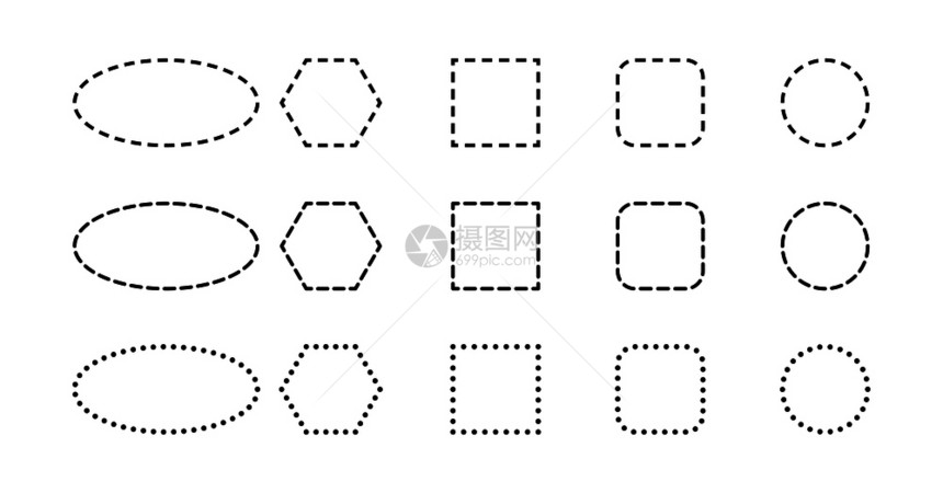 一组几何形状的轮廓有破折线图片