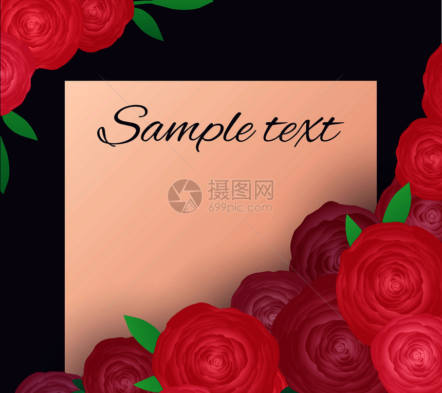 粉红玫瑰贺卡邀请函设计图片