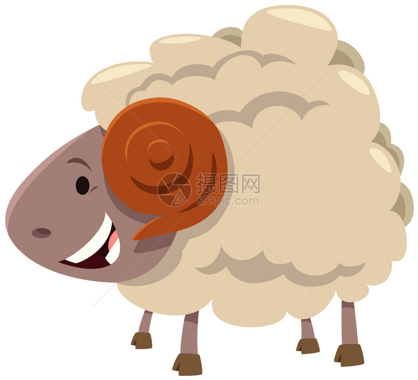 喜悦的山羊畜动物特点的漫画插图图片