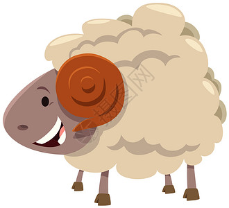 喜悦的山羊畜动物特点的漫画插图背景图片