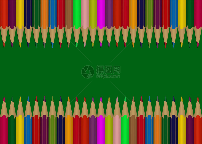 绿色背景的彩铅笔图片
