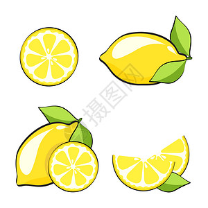将黄柠檬设为流行艺术复古漫画风格库存矢量新鲜柠檬水果插图收集等图片