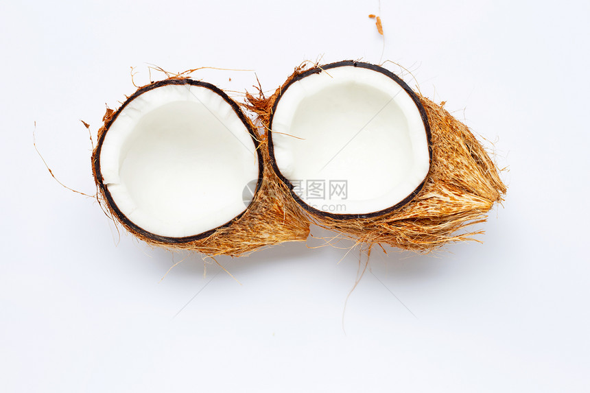 白椰子背景顶部视图图片