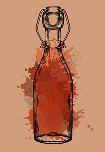 棕色玻璃瓶手绘玻璃瓶插画