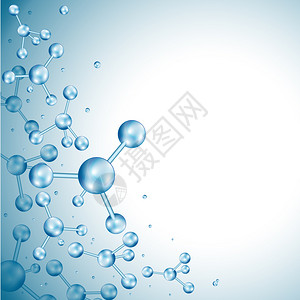 原子模型素材含有蓝色球面微粒的分子结构插画